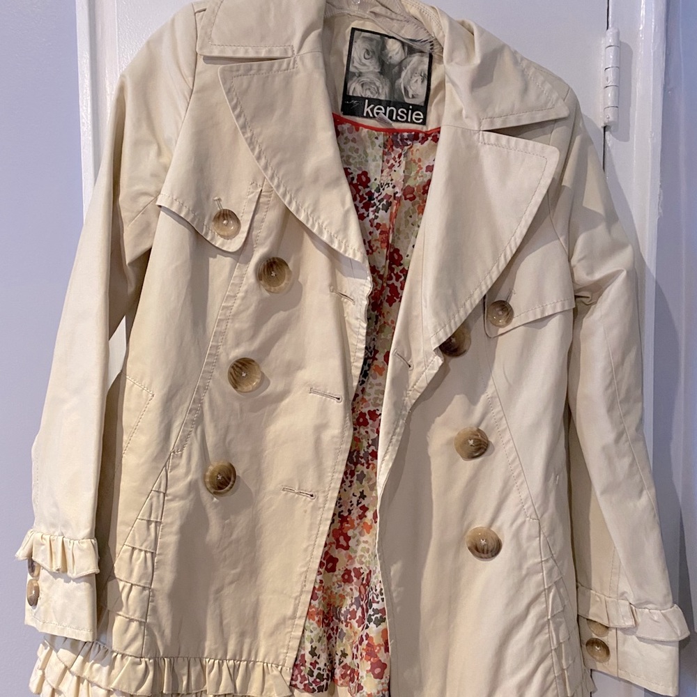 Kensie Ruffled Trench Coat